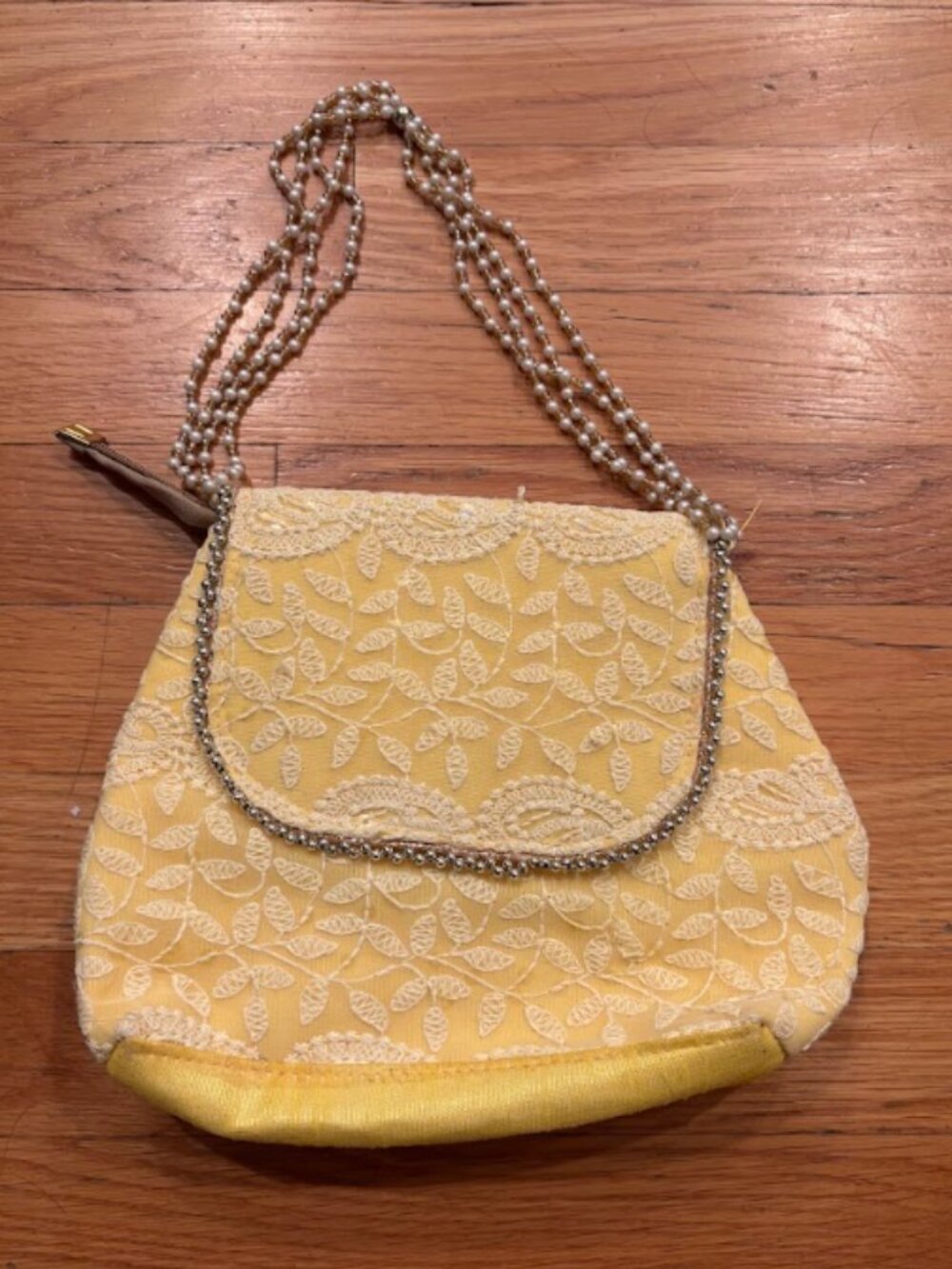Vintage Beaded Sequin Yellow Purse